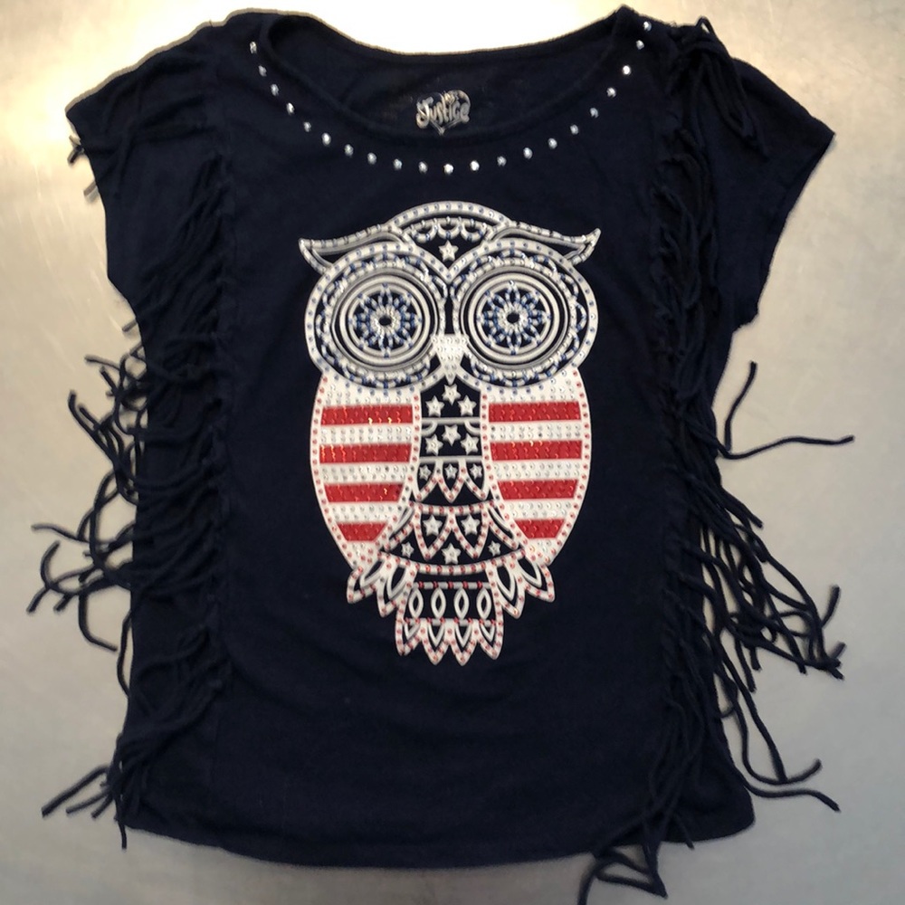 Justice shirt sleeve fringed top